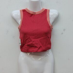 Intimately Ribbed Crew Neck Sleeveless Cropped Women's Tank Top XS Scarlet Red